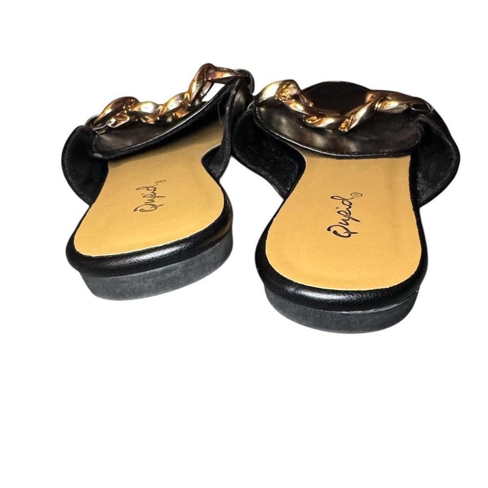 Qupid Black Mules with Gold Chain Accent Size 7 - Picture 4 of 8
